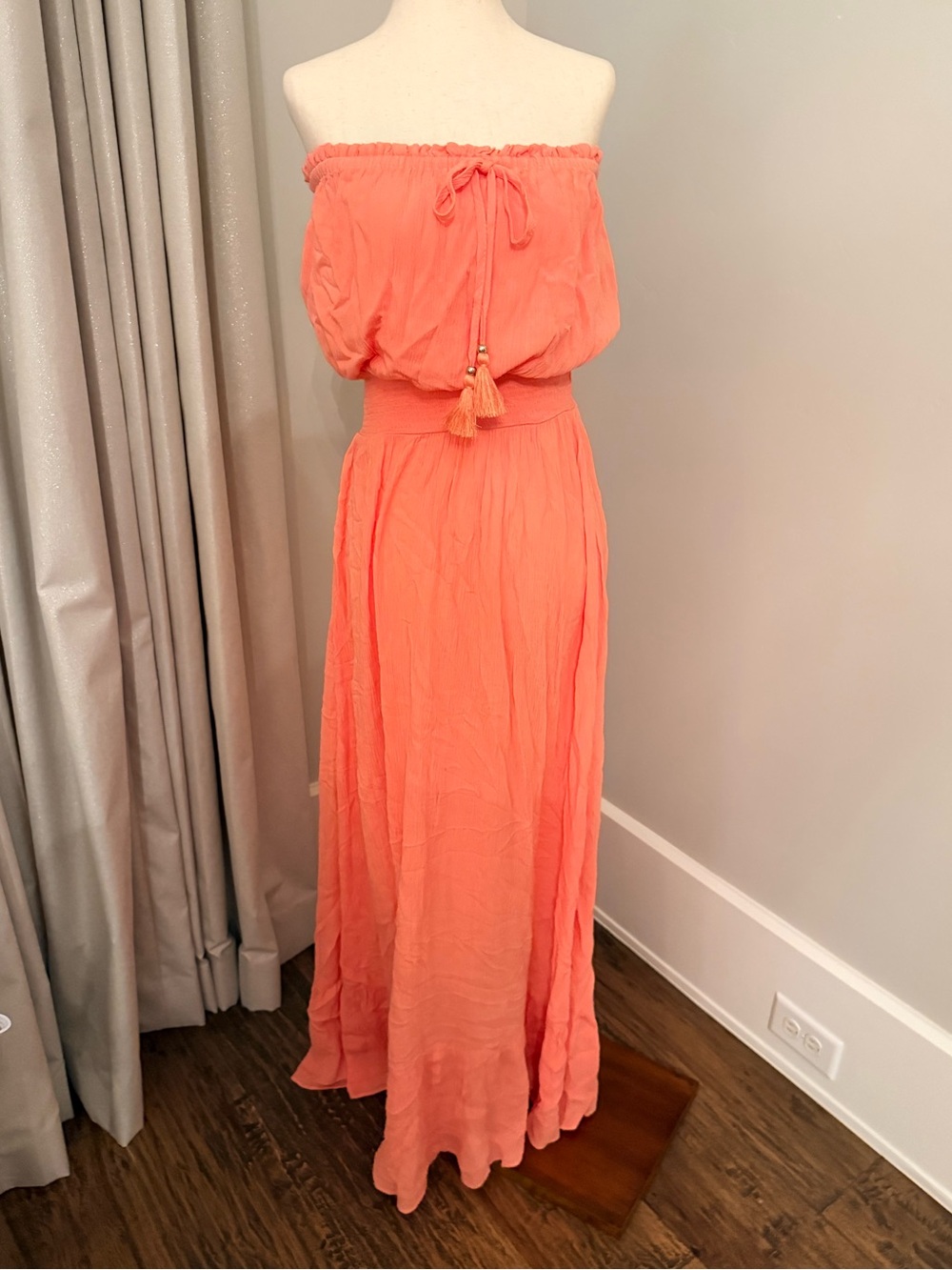 NWT Never Worn. Gorgeous Strapless Light Coral Maxi Dress & Swim Cover-up!